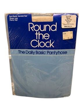 Round the clock Panty top Basic Sheer Leg pantyhose Style 715 Size B Bone